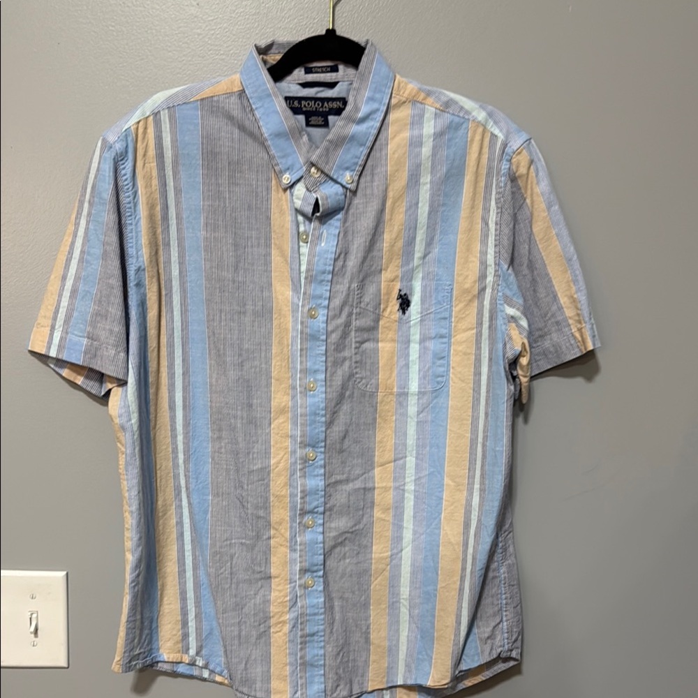 U.S. Polo Assn. Men's Striped Shirt in Blue and Tan